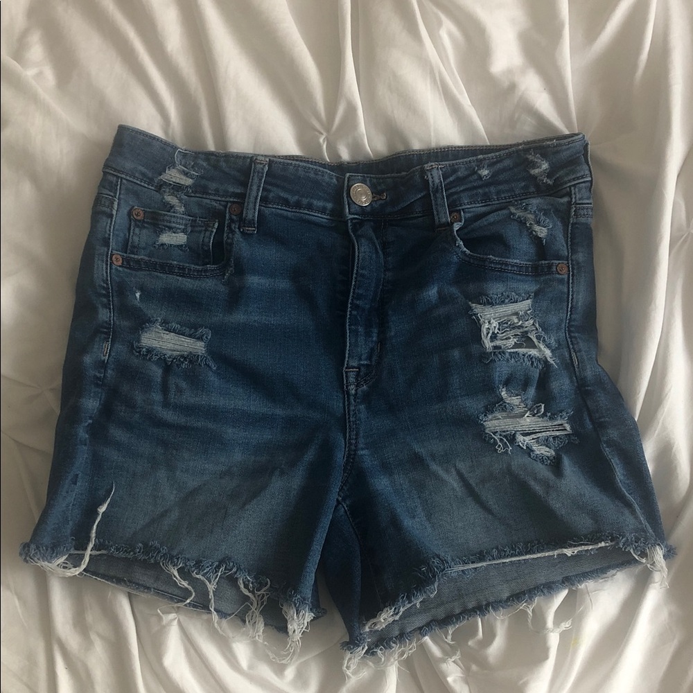 American Eagle Outfitters Hi Rise Distressed Denim Shorts